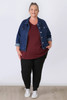 Plus Size Dark Blue Denim Jacket With Pockets