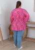 Plus Size Dot Art Pink Tie Front Top