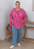 Plus Size Dot Art Pink Tie Front Top