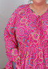 Plus Size Dot Art Pink Tie Front Top