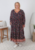 Plus Size Feminine Navy Floral Boho Dress