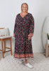 Plus Size Feminine Navy Floral Boho Dress