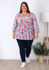 Blue Pink Water Colour Floral Top