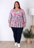 Blue Pink Water Colour Floral Top