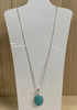 Silver Turquoise Oval Pendant Necklace