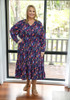 Plus Size Purple Paisley Long Sleeve Boho Dress