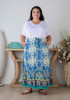 Plus Size White And Blue Skirt
