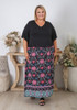 Plus Size Black Floral Skirt