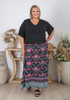 Plus Size Black Floral Skirt
