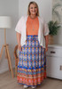 Plus Size Blue Patterned Skirt