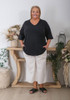 Black V Neck Short Sleeve Top