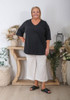 Black V Neck Short Sleeve Top