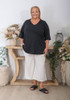 Black V Neck Short Sleeve Top