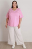 Plus Size White Textured Casual Pant