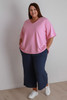 Plus Size Navy Textured Casual Pant