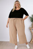 Plus Size Latte Textured Casual Pant