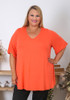 Plus Size Orange V Neck Tee