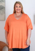 Plus Size Tangerine V Neck Soft Stretch Tee