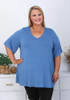 Cornflower Blue V Neck Soft Stretch Tee