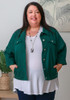 Green Denim Jacket With Pockets