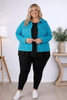 Plus Size Blue Denim Jacket With Pockets