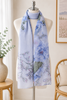 Blue And Pink Large Floral Scarf 