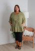 Plus Size Khaki Elbow Sleeve Summer Top