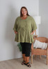 Plus Size Khaki Elbow Sleeve Summer Top