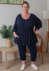 Plus Size Navy Elbow Sleeve Summer Top