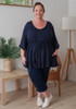 Plus Size Navy Elbow Sleeve Summer Top