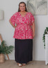 Plus Size Navy Linen Blend Skirt