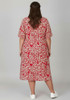 Plus Size Pink  Floral Tie Waist Dress