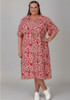 Plus Size Pink  Floral Tie Waist Dress