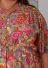 Plus Size Retro Floral Tie Waist Top