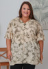 Plus Size Neutral Leaf Tie Waist Top