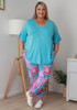 Plus Size Pastel Floral Stretch Gypsy Pant