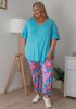 Plus Size Pastel Floral Stretch Gypsy Pant