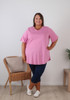 Plus Size Pink V Neck Cotton Tee