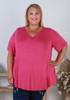 Plus Size Pinched V Neck Mulberry Tee 