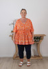 Plus Size Tie Waist Top  Orange Floral