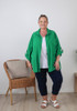 Plus Size Relaxed Fit Button Up Shirt in Green