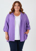 Plus Size Relaxed Fit Button Up Shirt in Purple 