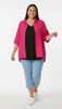 Plus Size Relaxed Fit Button Up Shirt in Magenta 