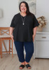 Plus Size Black Bamboo V Neck Tee