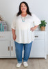 Plus Size Ivory Bamboo V Neck Tee
