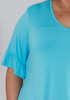 Plus Size Sky Blue Bamboo Tee With Frill Sleeves