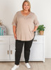 Plus Size Taupe Bamboo Tee With Frill Sleeves