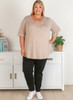 Plus Size Taupe Bamboo Tee With Frill Sleeves