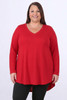 Plus Size Red Long Sleeve Swing Top