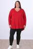 Plus Size Red Long Sleeve Swing Top